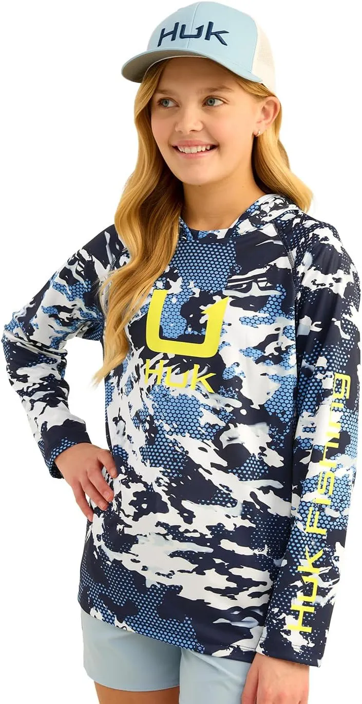 HUK Boys' KC Scott Patterned Hoodie, Performance Hooded Fishing Shirt