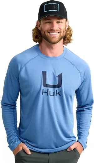 HUK Men's Kc Scott Patterned Icon Crew, Performance Long Sleeve Fishing Shirt