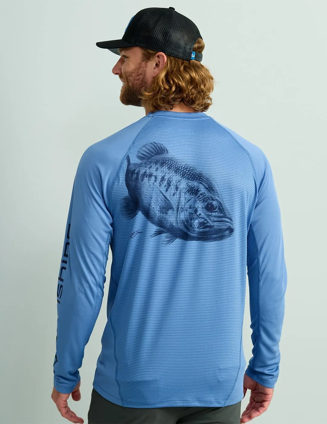 HUK Men's Kc Scott Patterned Icon Crew, Performance Long Sleeve Fishing Shirt