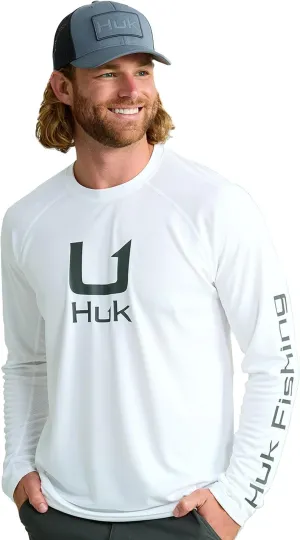 HUK Men's Kc Scott Patterned Icon Crew, Performance Long Sleeve Fishing Shirt