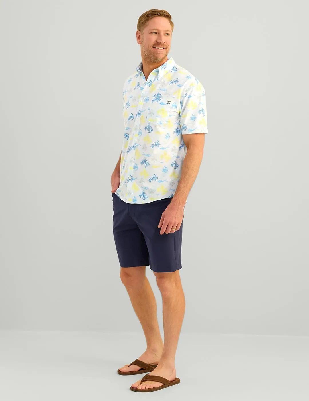 HUK Men's Kc Scott Patterned Kona, Performance Button Down Shirt