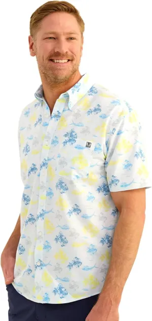 HUK Men's Kc Scott Patterned Kona, Performance Button Down Shirt