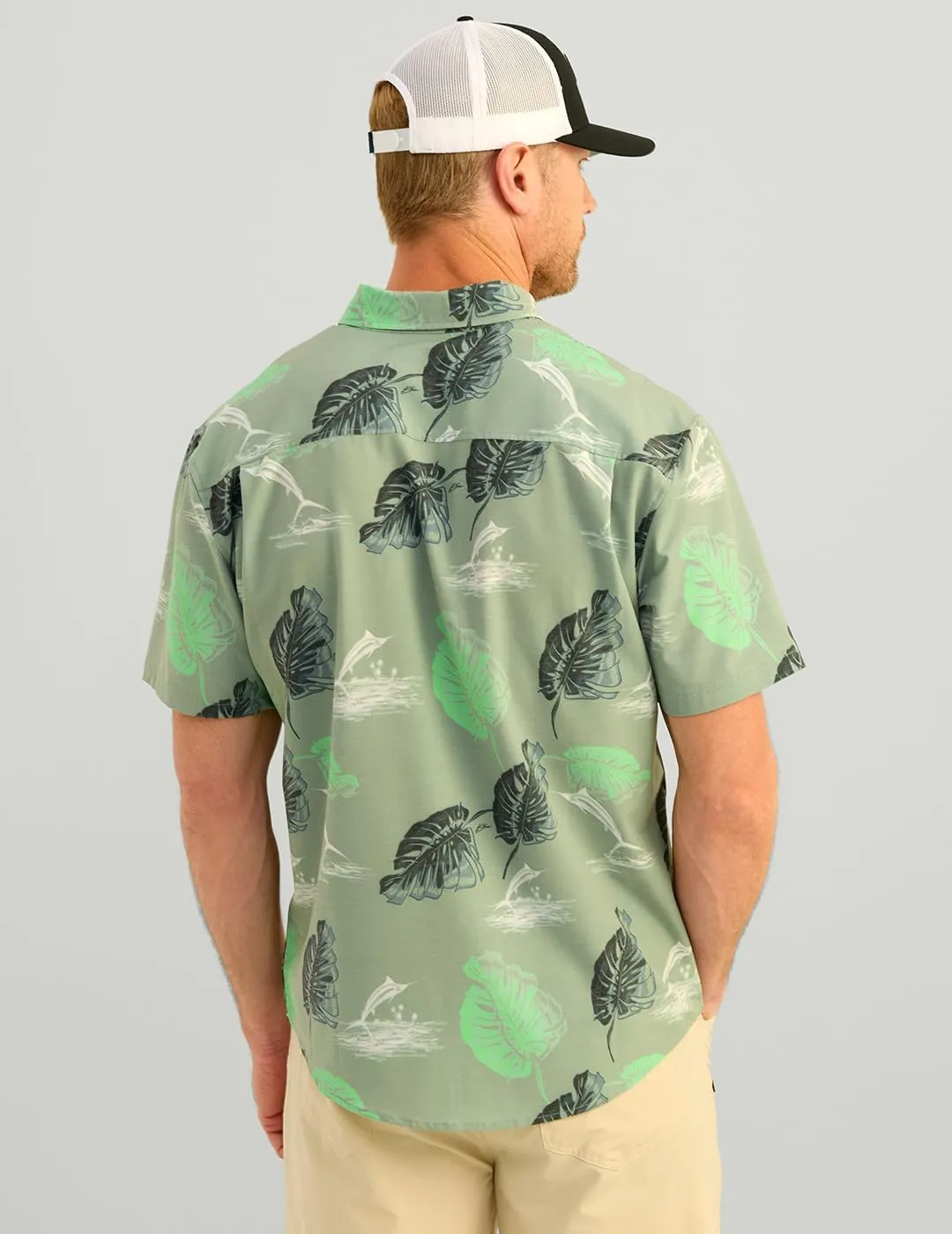 HUK Men's Kc Scott Patterned Kona, Performance Button Down Shirt