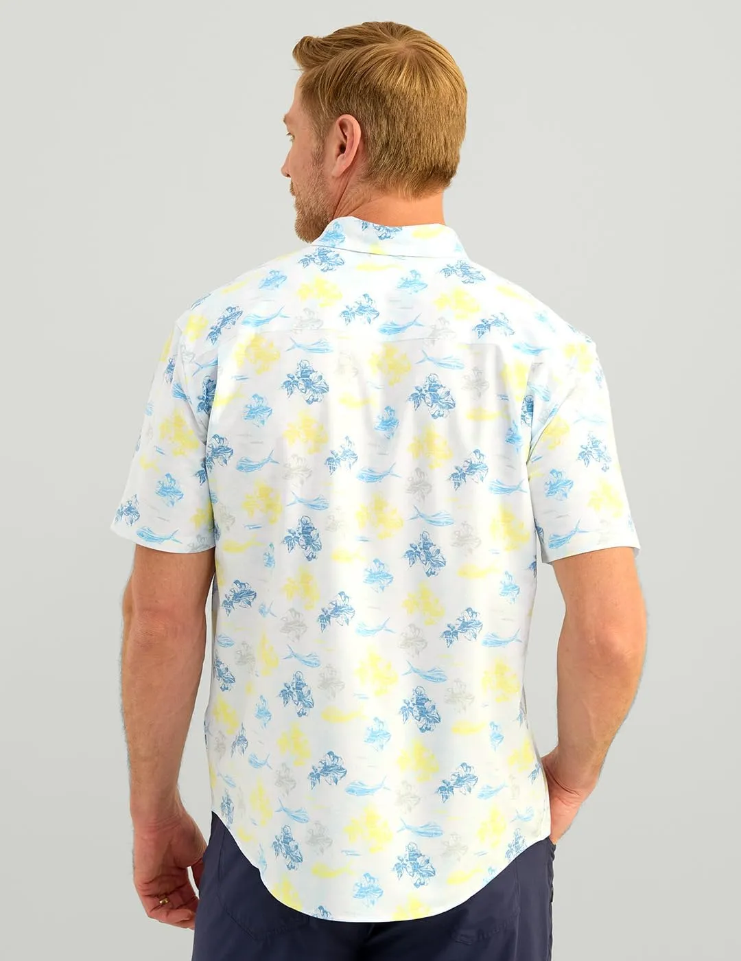 HUK Men's Kc Scott Patterned Kona, Performance Button Down Shirt