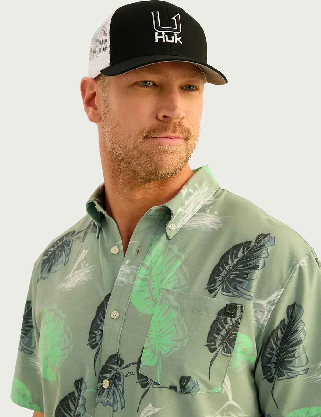HUK Men's Kc Scott Patterned Kona, Performance Button Down Shirt