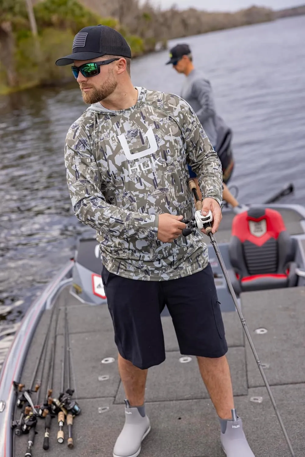 HUK Men's Kc Scott Patterned Pursuit Hoodie, Hooded Fishing Shirt