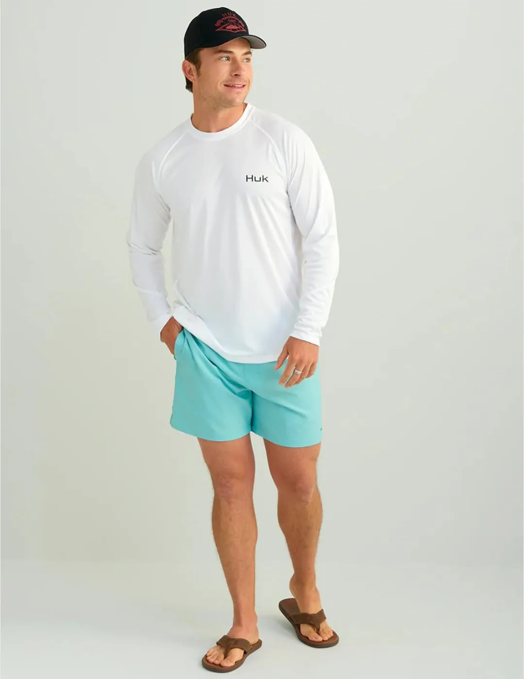 HUK Men's Pursuit Patterned Crew, Performance Fishing Long Sleeve Shirt