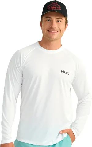HUK Men's Pursuit Patterned Crew, Performance Fishing Long Sleeve Shirt
