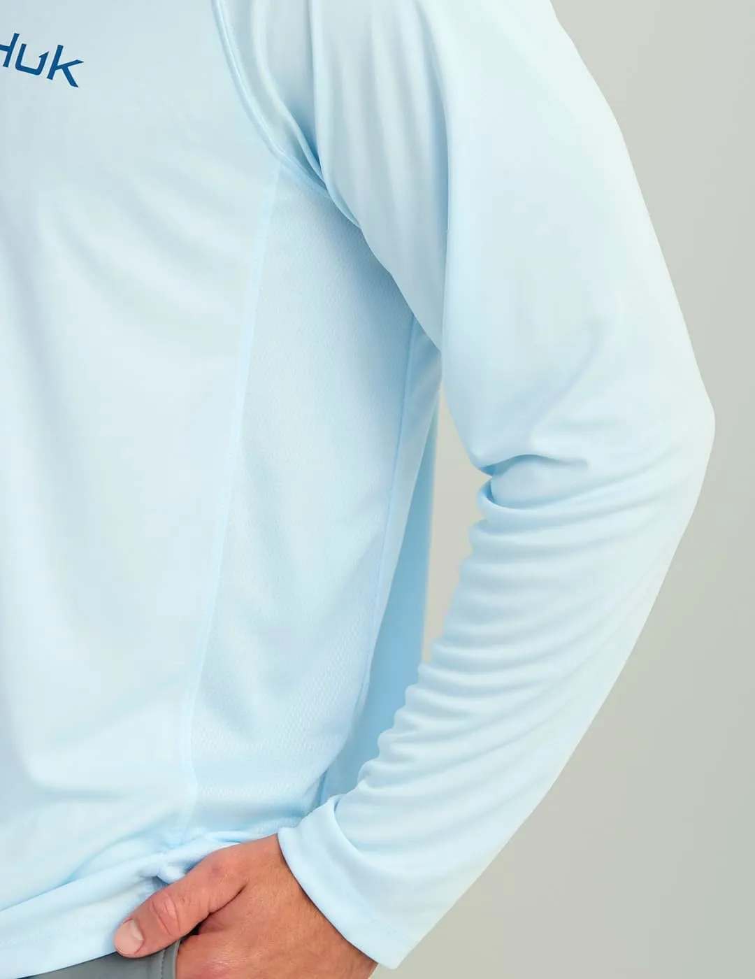 HUK Men's Pursuit Patterned Crew, Performance Fishing Long Sleeve Shirt