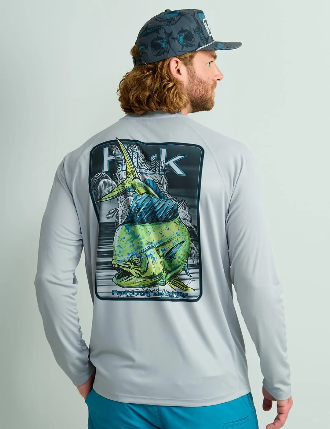 HUK Men's Pursuit Patterned Crew, Performance Fishing Long Sleeve Shirt
