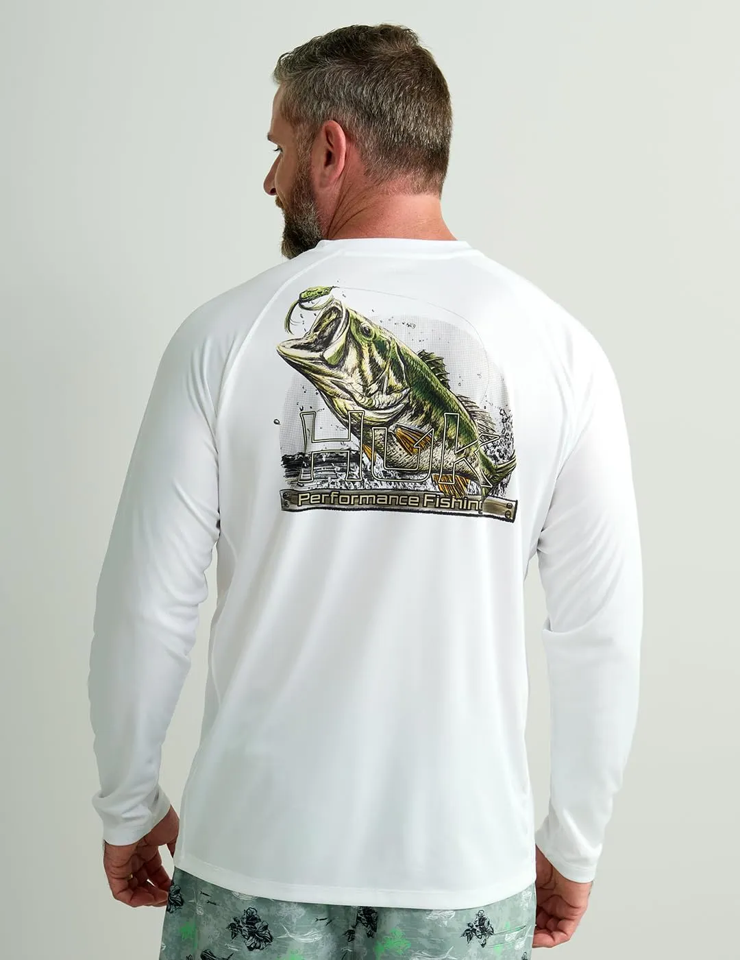 HUK Men's Pursuit Patterned Crew, Performance Fishing Long Sleeve Shirt
