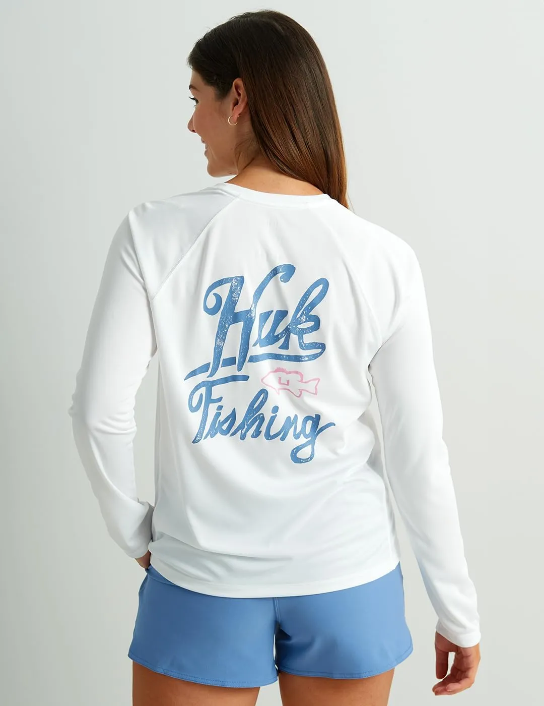 HUK Women's Pursuit Patterned Crew Long Sleeve, Performance Shirt