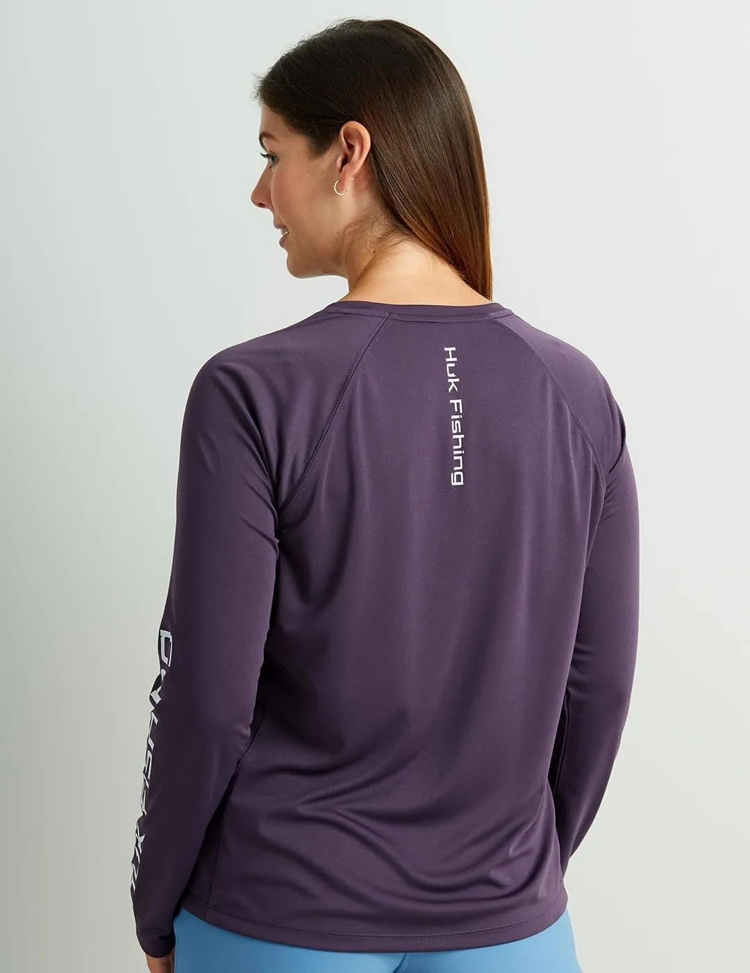 HUK Women's Pursuit Patterned Crew Long Sleeve, Performance Shirt