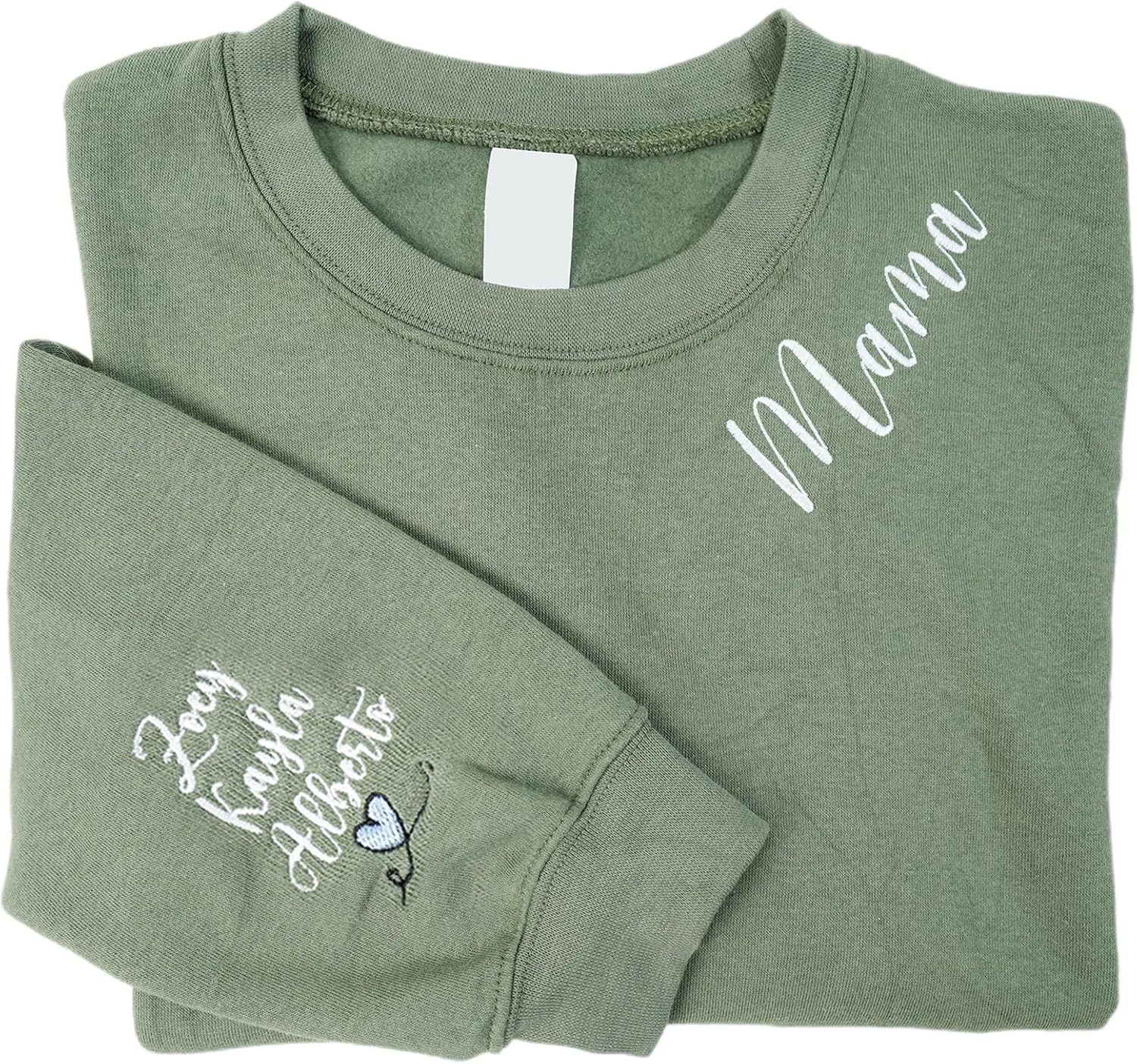 IZI POD Personalized Embroidered Mama Sweatshirt, Mama Sweatshirt, Custom Sleeve Embroidered Sweatshirt for Christmas