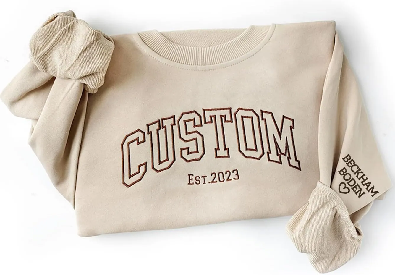 IZI POD Personalized Embroidered Mama Sweatshirt, Mama Sweatshirt, Custom Sleeve Embroidered Sweatshirt for Christmas