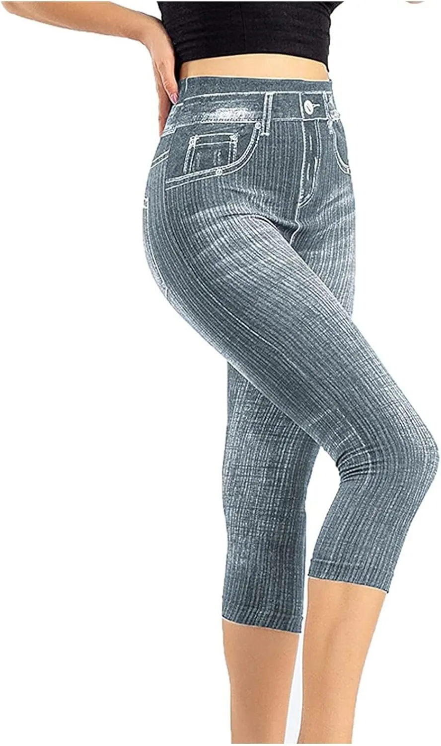 Jean Leggings for Women Plus Size Denim High Waisted Casual Yoga Pants Stretch Jean Look Jeggings Tights 2025