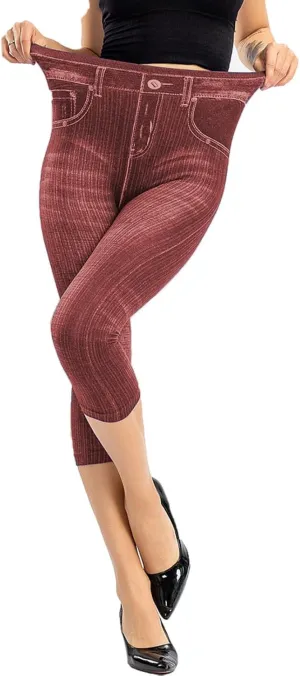 Jean Leggings for Women Plus Size Denim High Waisted Casual Yoga Pants Stretch Jean Look Jeggings Tights 2025