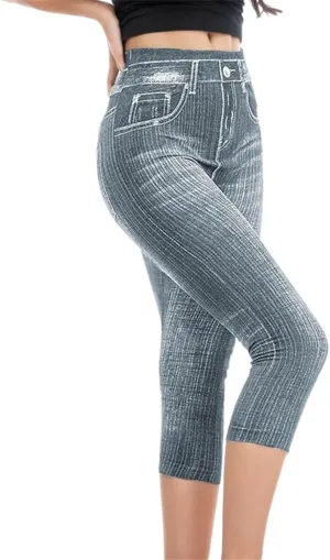 Jean Leggings for Women Plus Size Denim High Waisted Casual Yoga Pants Stretch Jean Look Jeggings Tights 2025