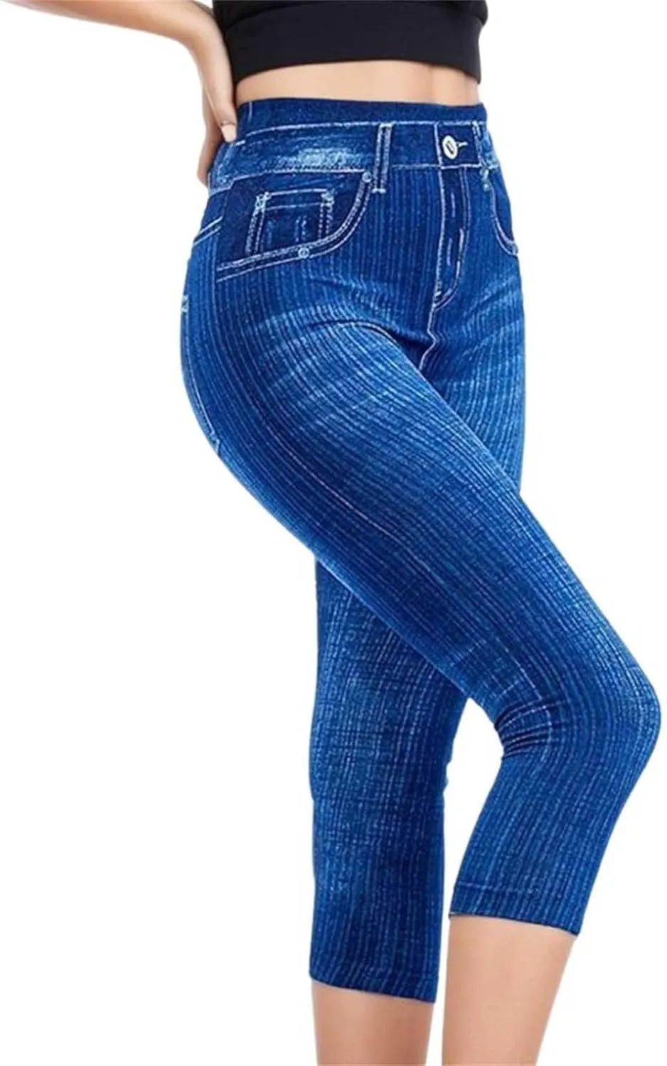Jean Leggings for Women Plus Size Denim High Waisted Casual Yoga Pants Stretch Jean Look Jeggings Tights