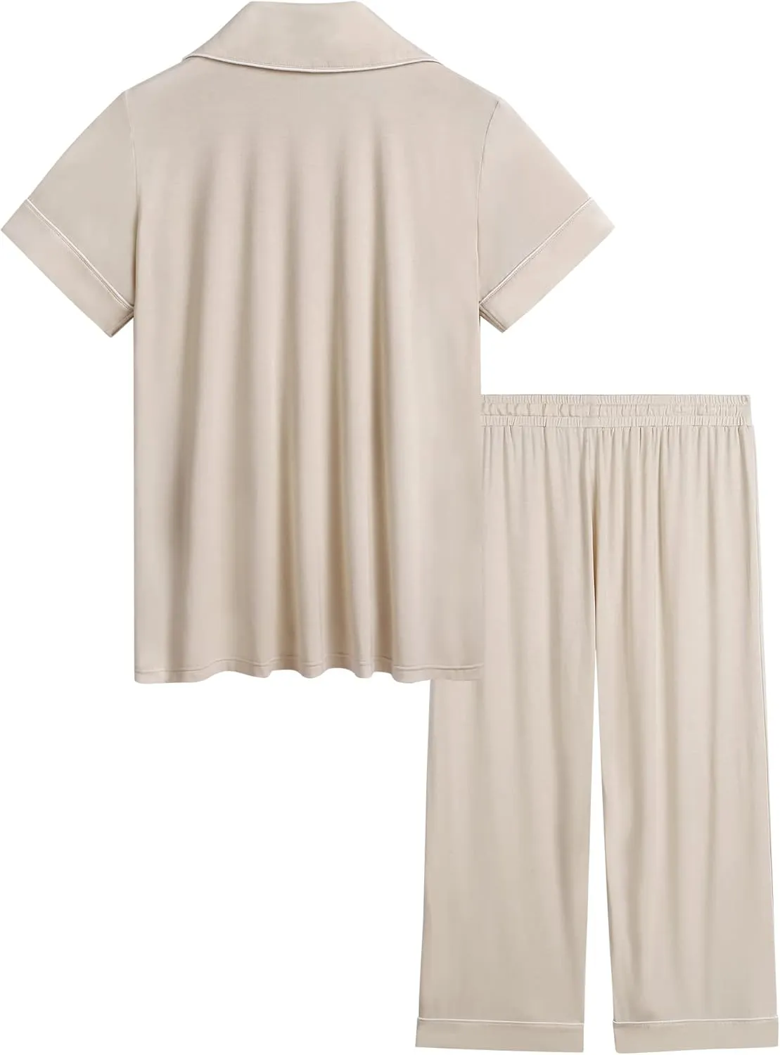 Joyaria Women Viscose Made from Bamboo Pajamas Set Cooling Capri Button Up/Down Pjs Short Sleeve Sleepwear