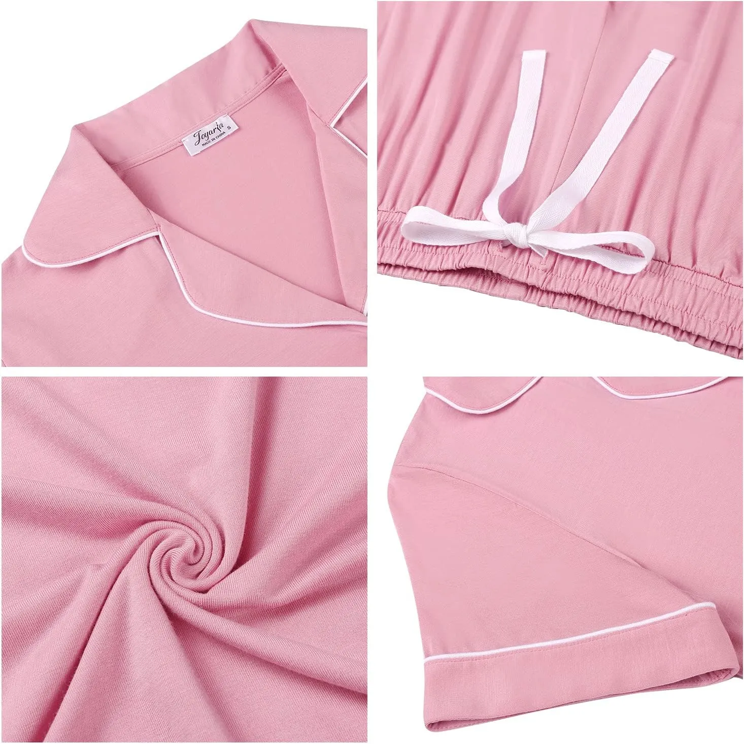 Joyaria Women Viscose Made from Bamboo Pajamas Set Cooling Capri Button Up/Down Pjs Short Sleeve Sleepwear