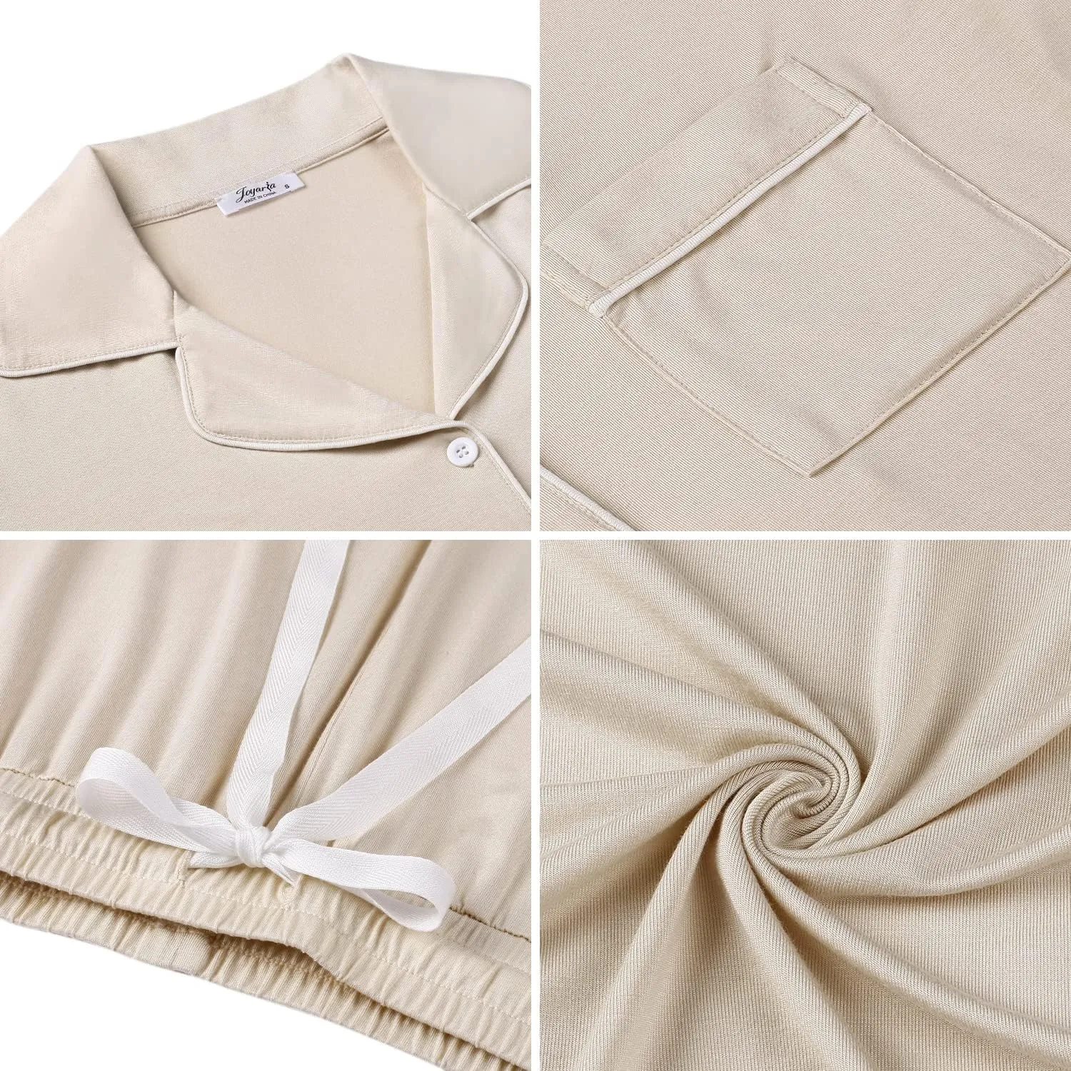Joyaria Women Viscose Made from Bamboo Pajamas Set Cooling Capri Button Up/Down Pjs Short Sleeve Sleepwear