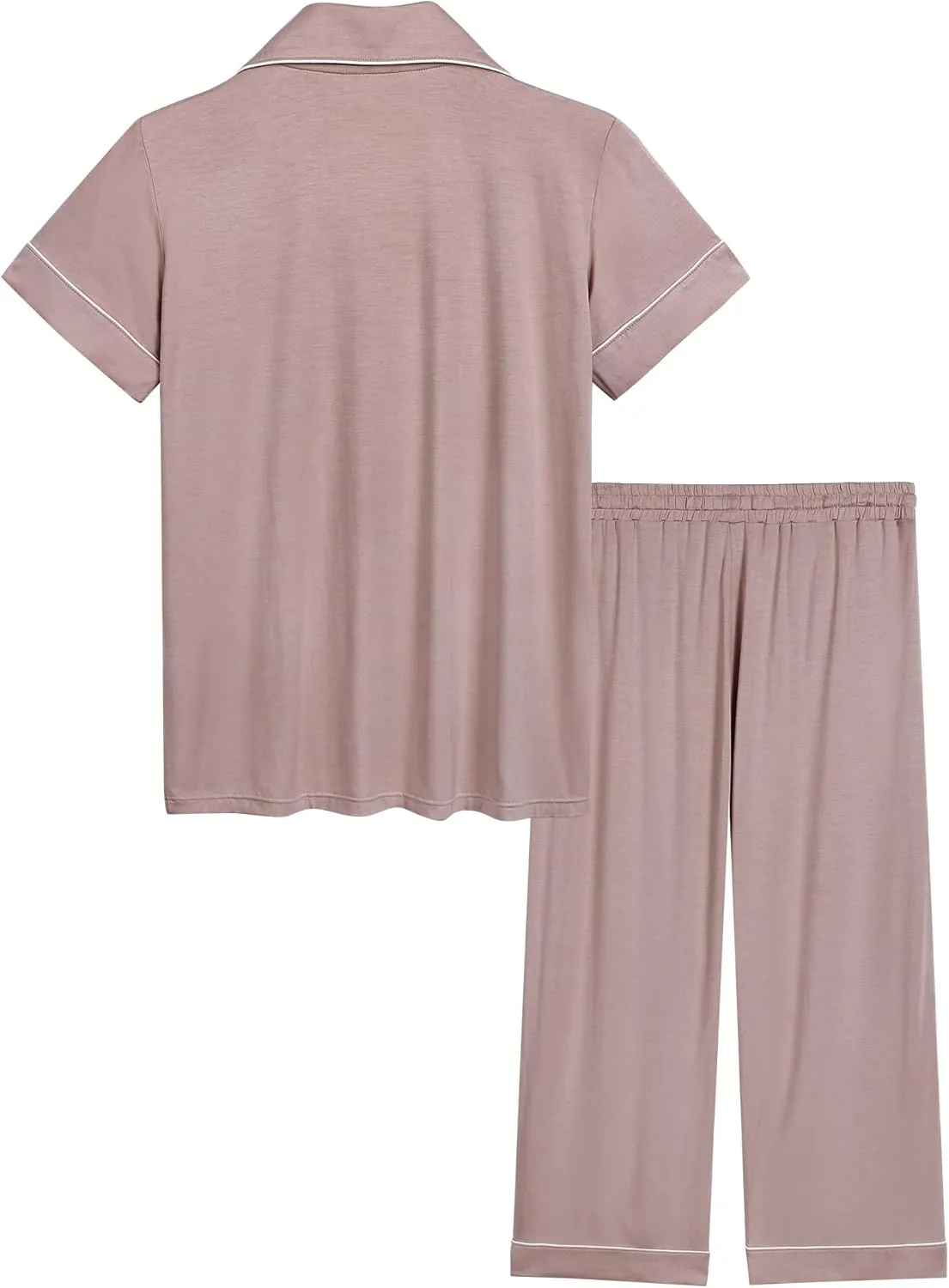 Joyaria Women Viscose Made from Bamboo Pajamas Set Cooling Capri Button Up/Down Pjs Short Sleeve Sleepwear