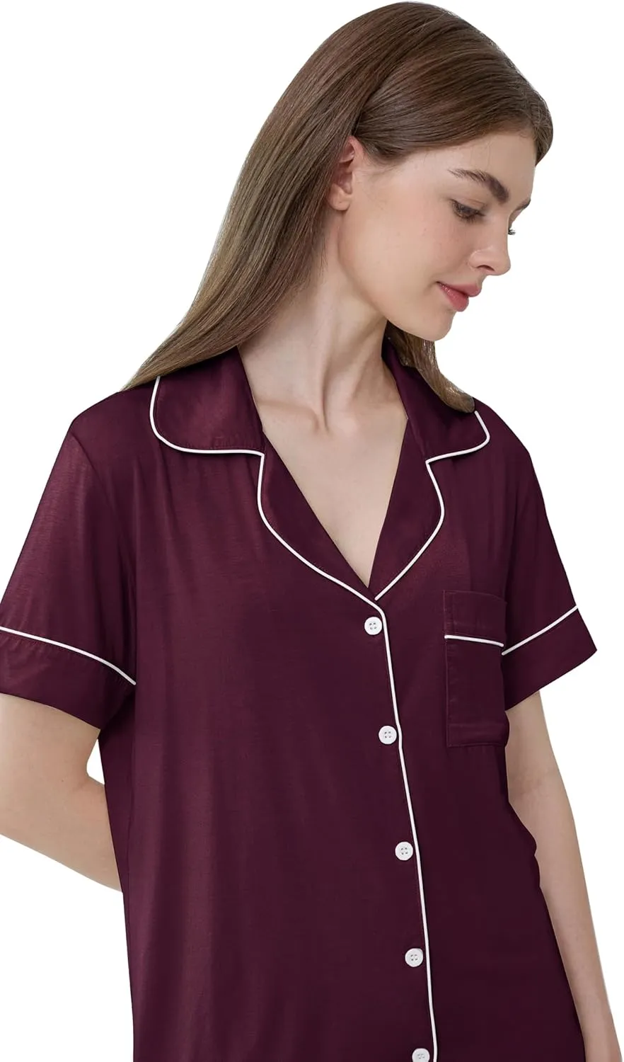 Joyaria Women Viscose Made from Bamboo Pajamas Set Cooling Capri Button Up/Down Pjs Short Sleeve Sleepwear