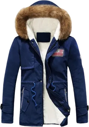 Kelsiop Parkas Men Winter Thick Warm Jacket Slim Hooded Outwear Warm Coats Casual Solid
