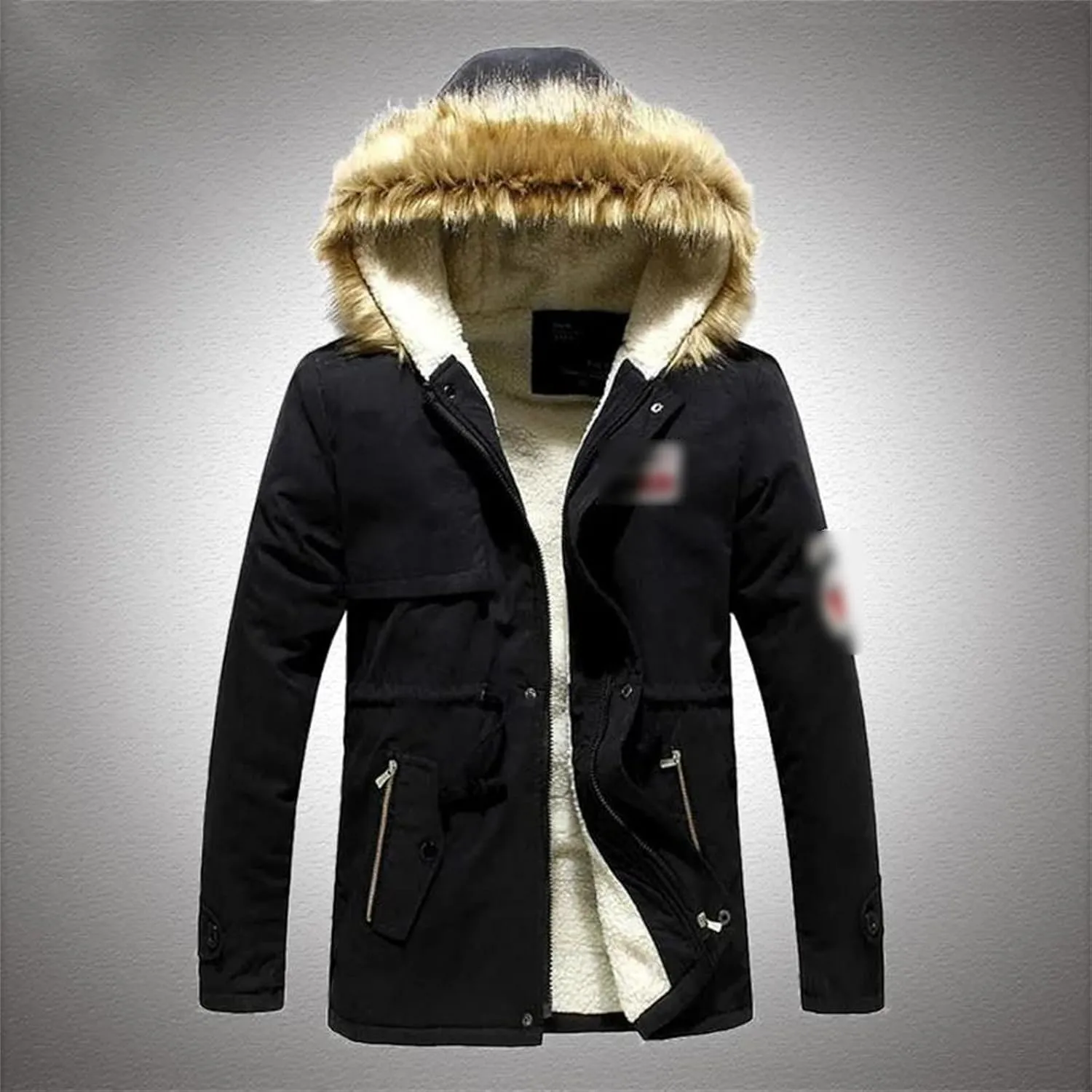 Kelsiop Parkas Men Winter Thick Warm Jacket Slim Hooded Outwear Warm Coats Casual Solid
