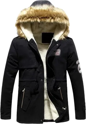 Kelsiop Parkas Men Winter Thick Warm Jacket Slim Hooded Outwear Warm Coats Casual Solid