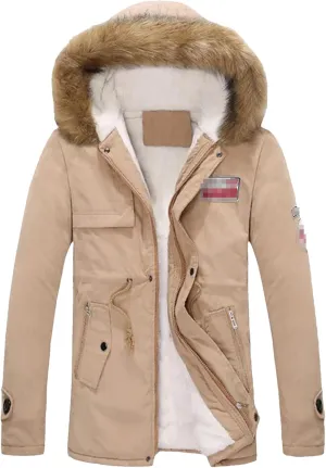 Kelsiop Parkas Men Winter Thick Warm Jacket Slim Hooded Outwear Warm Coats Casual Solid