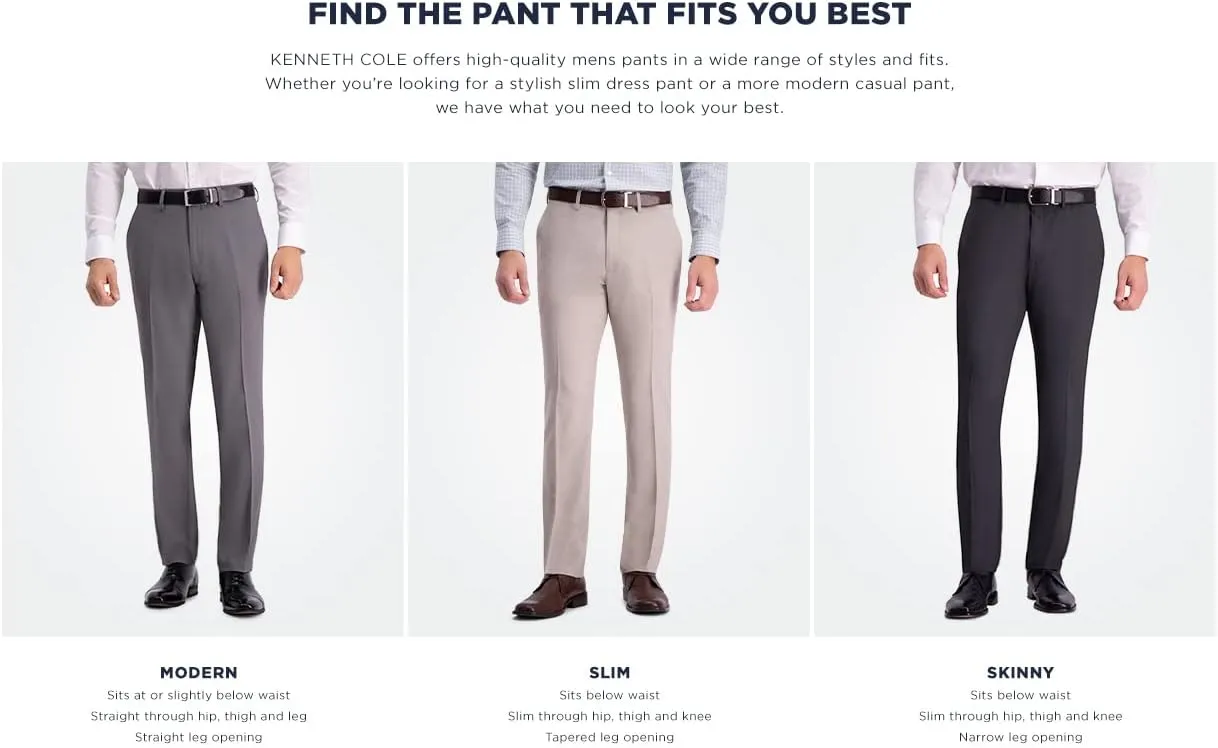 Kenneth Cole REACTION Men's Stretch Patterned Slim Fit Dress Pant
