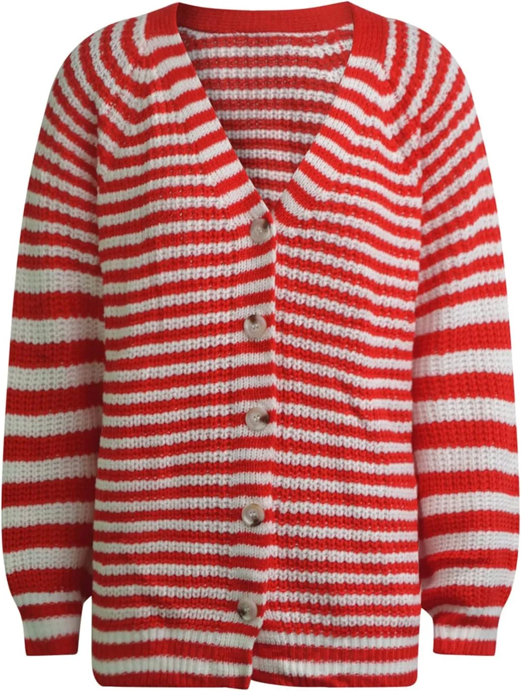 Ladies Multicolor Knitted Sweater Stitching Striped Cardigan Long-Sleeved Sweater Coat Womens Cardigans 2X