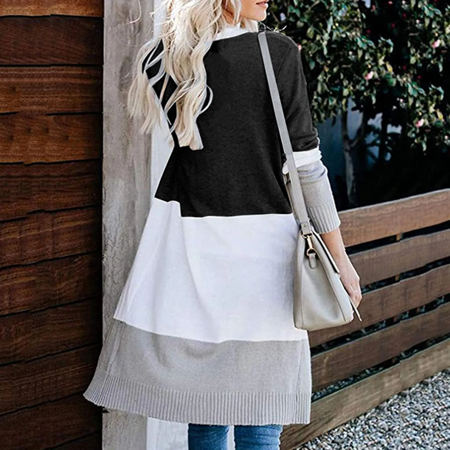 Ladies Multicolor Knitted Sweater Stitching Striped Cardigan Long-Sleeved Sweater Coat Womens Cardigans 2X
