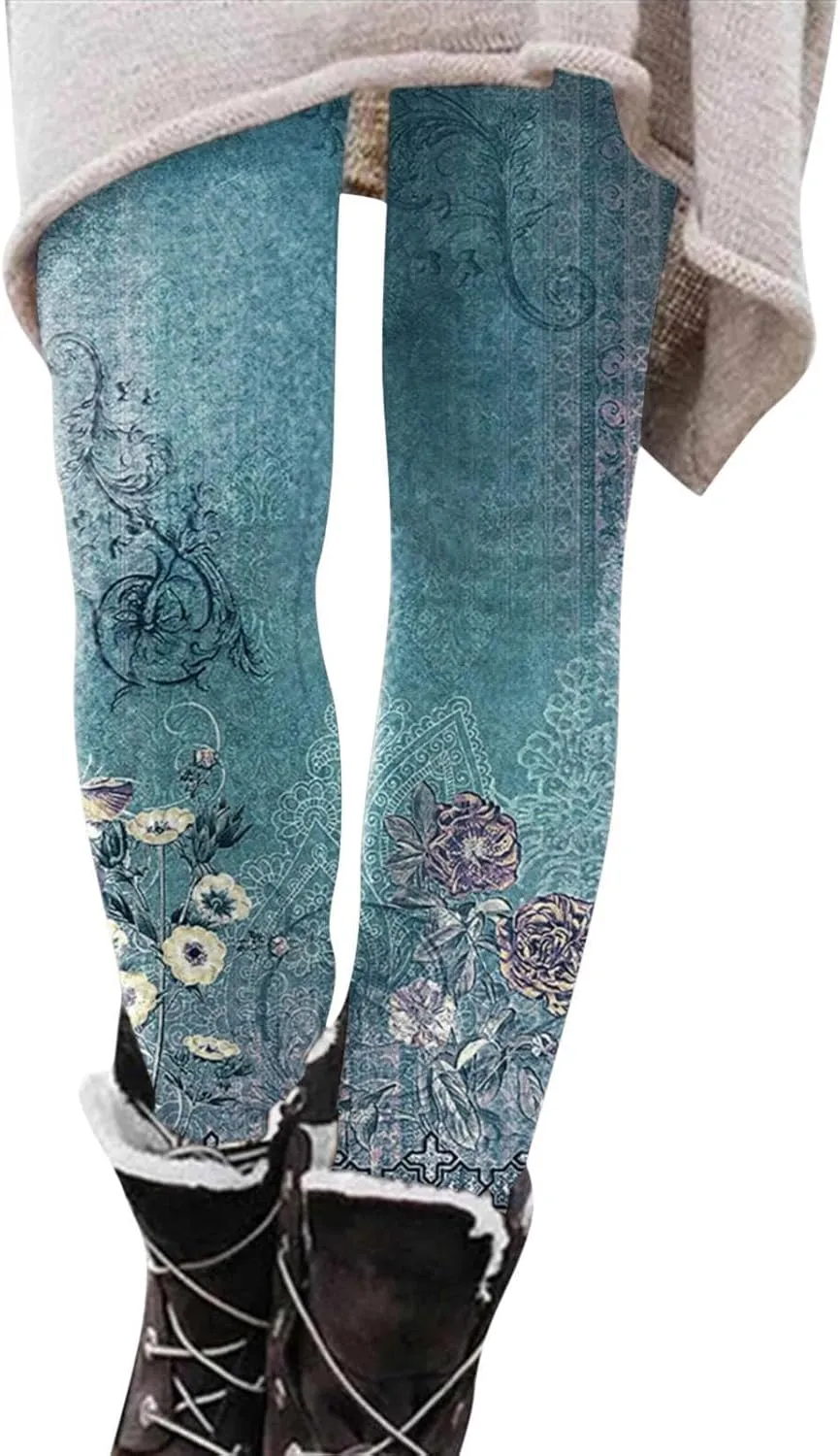 Leggings for Women Butt Lift Set Leopard Print Pants Work Out Pants with Tummy Control