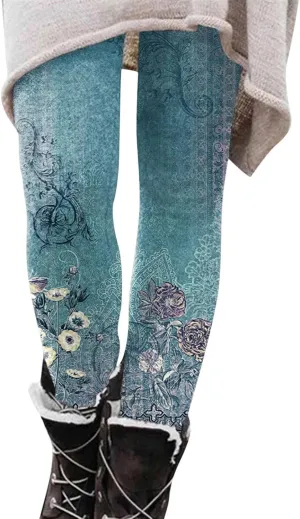 Leggings for Women Butt Lift Set Leopard Print Pants Work Out Pants with Tummy Control
