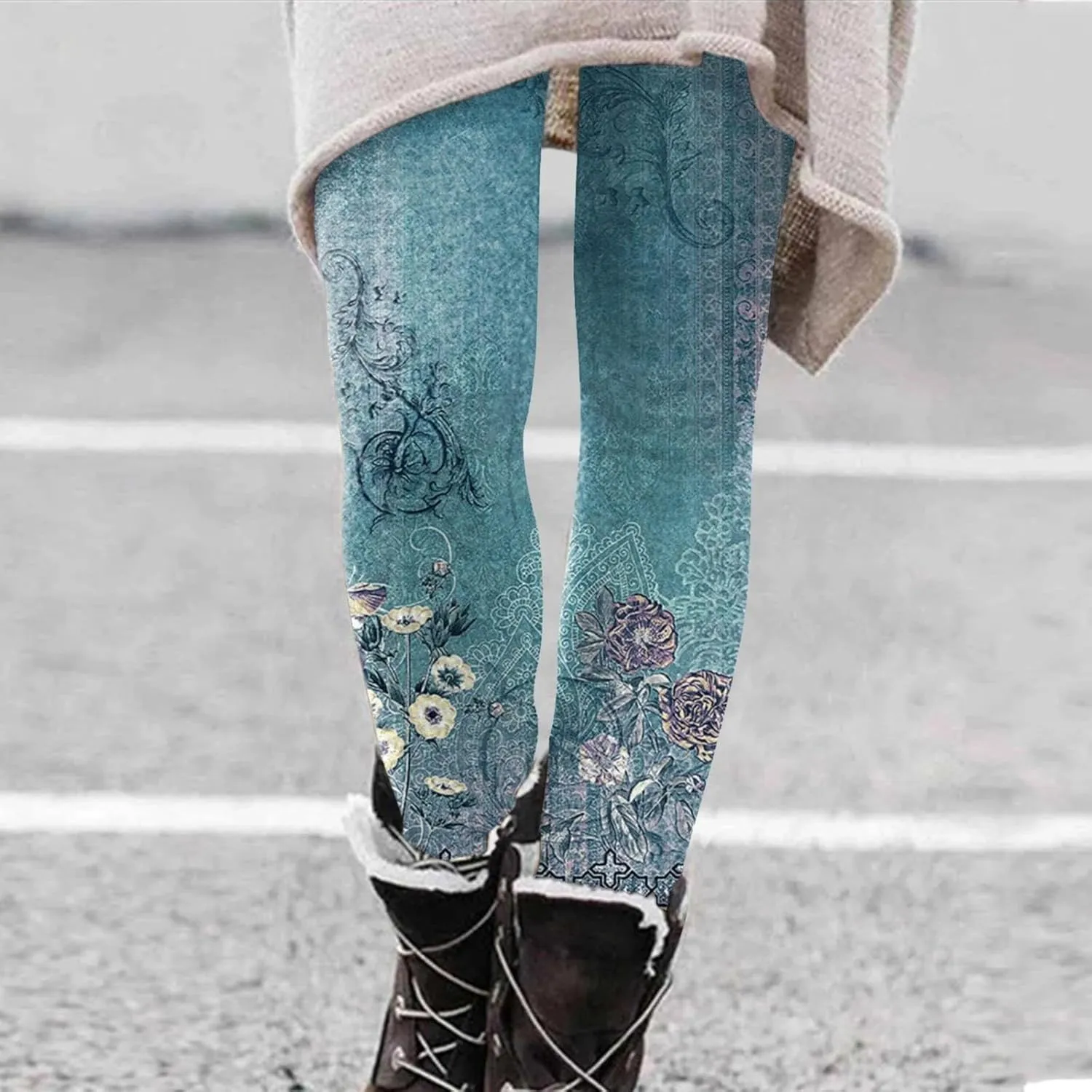 Leggings for Women Butt Lift Set Leopard Print Pants Work Out Pants with Tummy Control