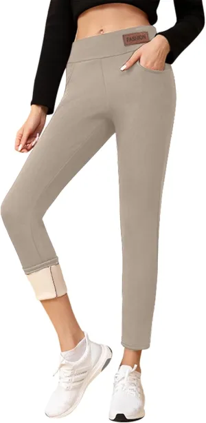 Leggings For Women High Waisted Slimming Pencil Pant Wool Thickened Pocket Soft Yoga Pants For Workout Athletic