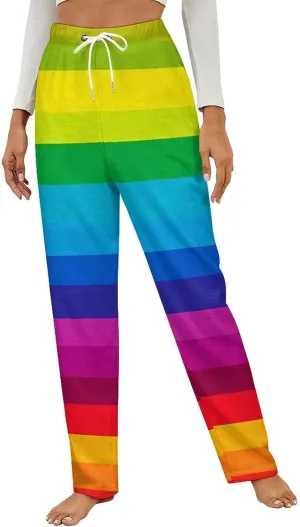 LGBT Rainbow Women's Pajama Pants Fleece Warm Pj Bottoms Sleepwear Lounge Pants Loungewear
