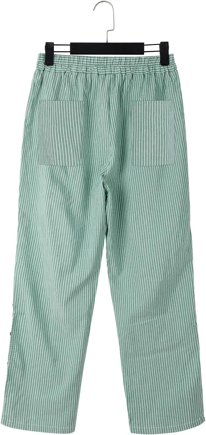Linen Pants Women Summer Petite Striped Pants Ladies Gauze Pant Women's Pull On Trousers for Women Striped Pants