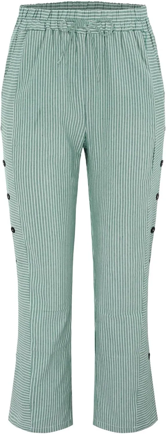Linen Pants Women Summer Petite Striped Pants Ladies Gauze Pant Women's Pull On Trousers for Women Striped Pants