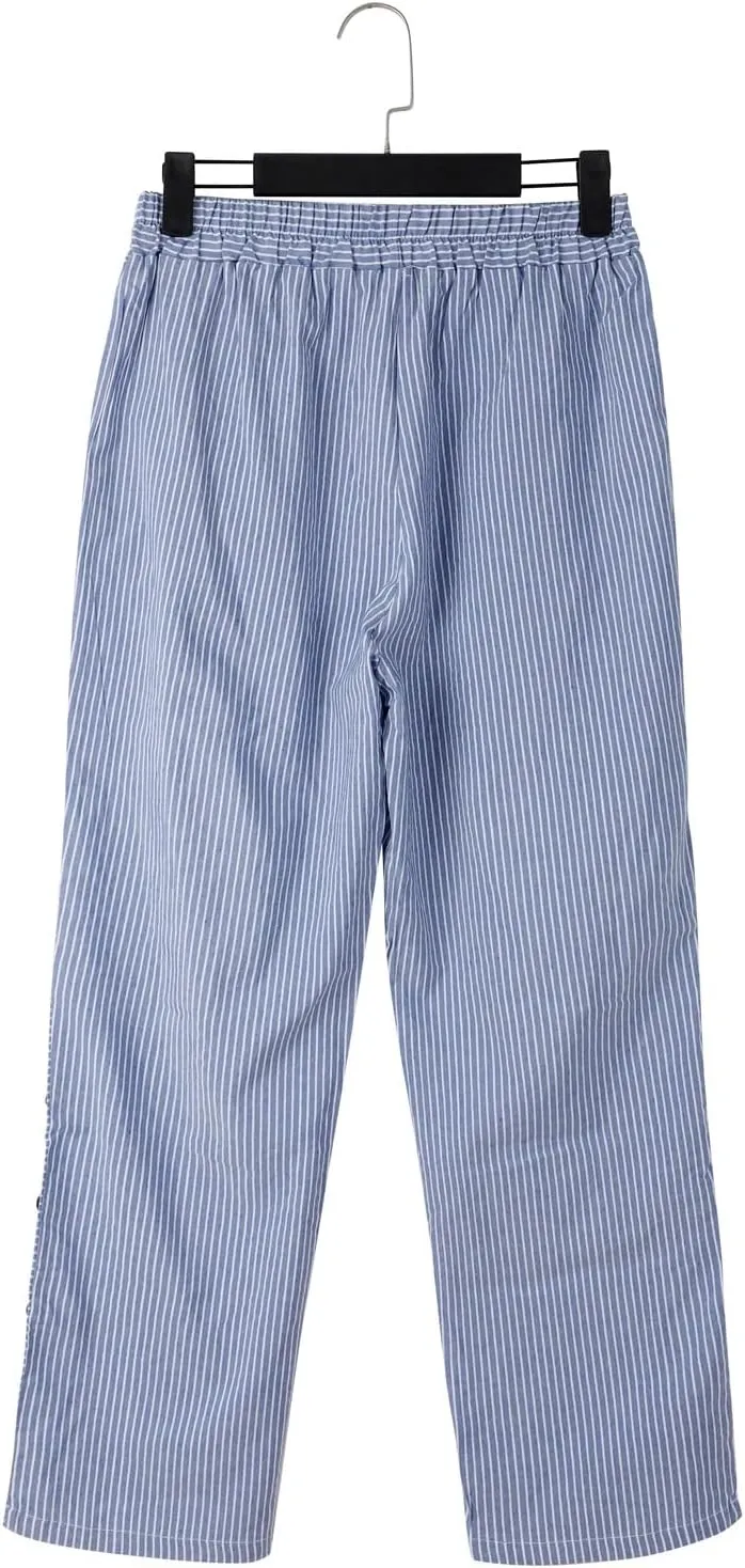 Linen Pants Women Summer Petite Striped Pants Ladies Gauze Pant Women's Pull On Trousers for Women Striped Pants