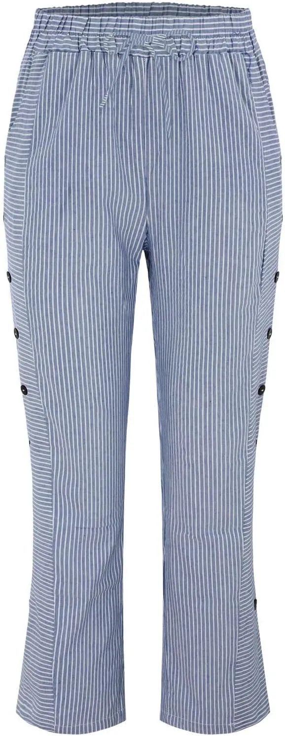 Linen Pants Women Summer Petite Striped Pants Ladies Gauze Pant Women's Pull On Trousers for Women Striped Pants