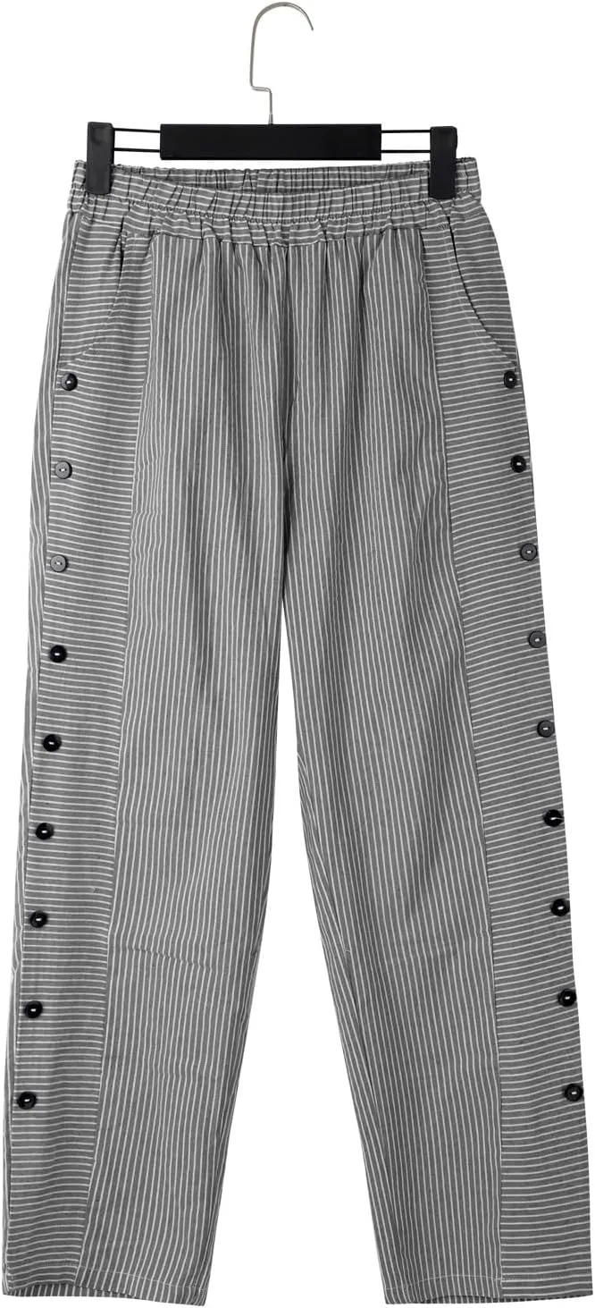 Linen Pants Women Summer Petite Striped Pants Ladies Gauze Pant Women's Pull On Trousers for Women Striped Pants