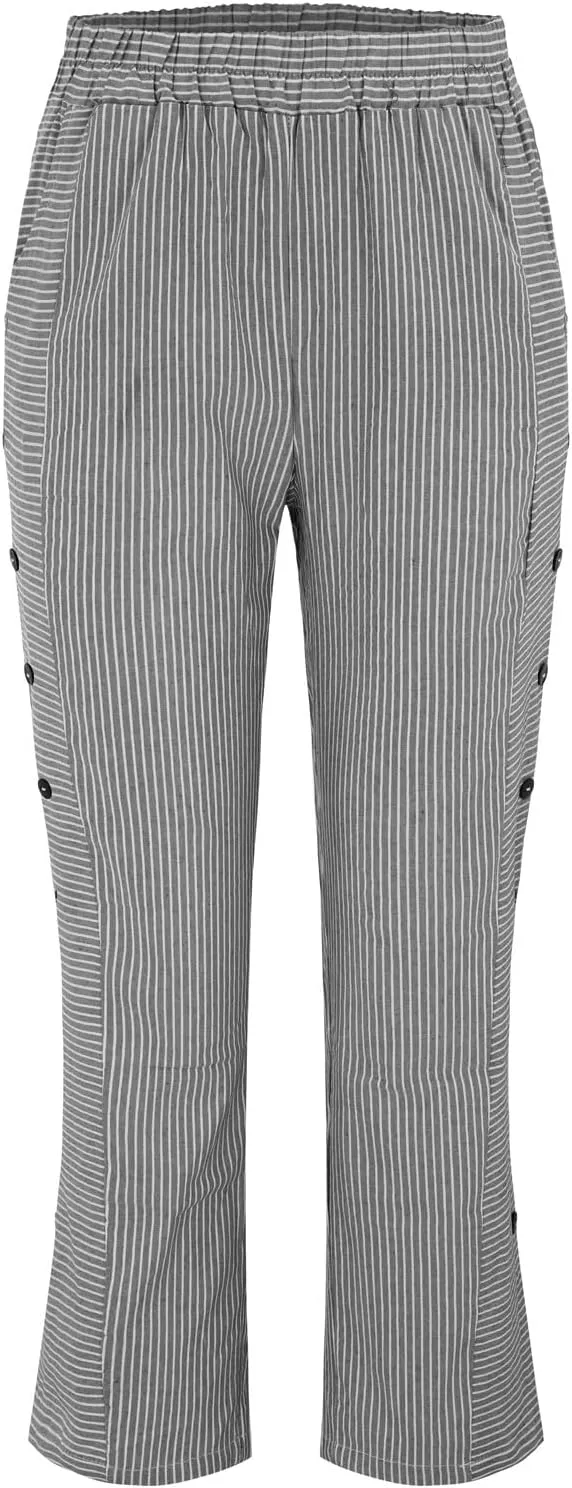 Linen Pants Women Summer Petite Striped Pants Ladies Gauze Pant Women's Pull On Trousers for Women Striped Pants