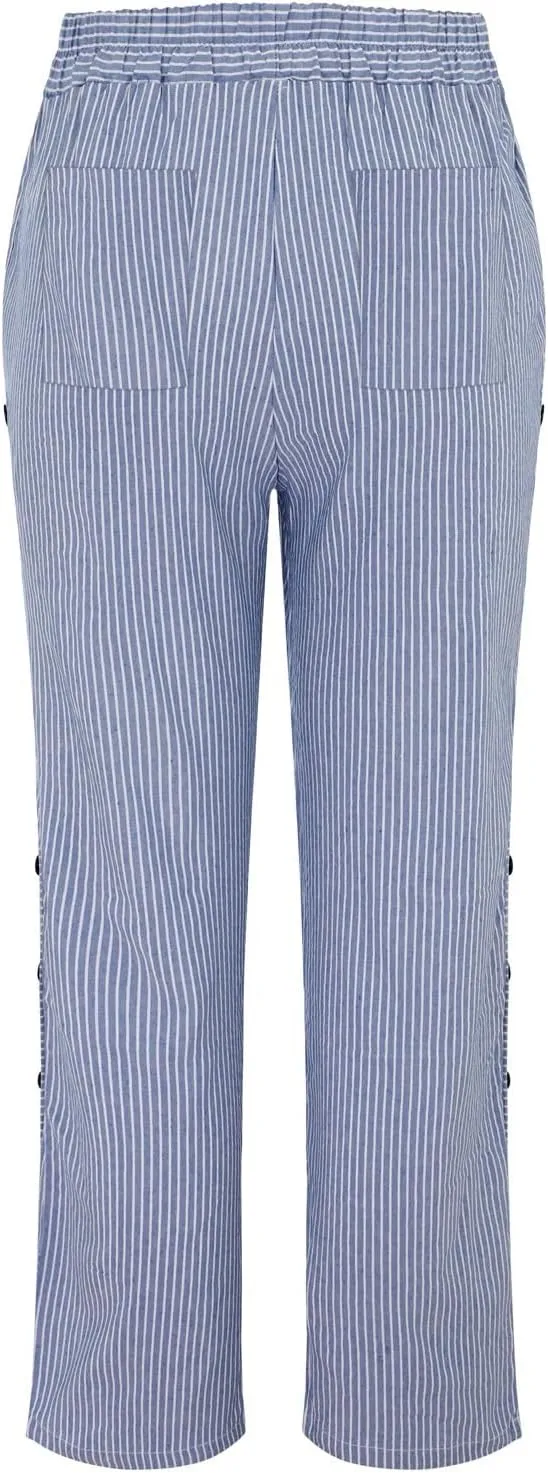 Linen Pants Women Summer Petite Striped Pants Ladies Gauze Pant Women's Pull On Trousers for Women Striped Pants