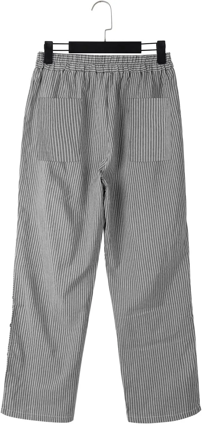 Linen Pants Women Summer Petite Striped Pants Ladies Gauze Pant Women's Pull On Trousers for Women Striped Pants