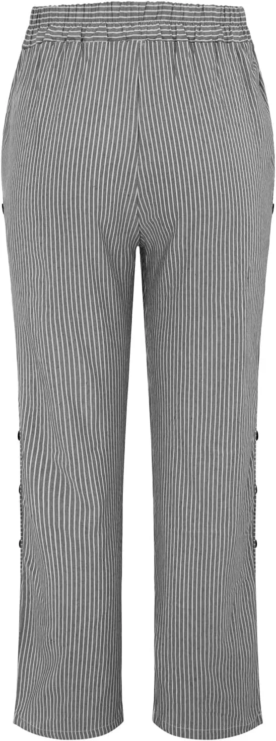 Linen Pants Women Summer Petite Striped Pants Ladies Gauze Pant Women's Pull On Trousers for Women Striped Pants
