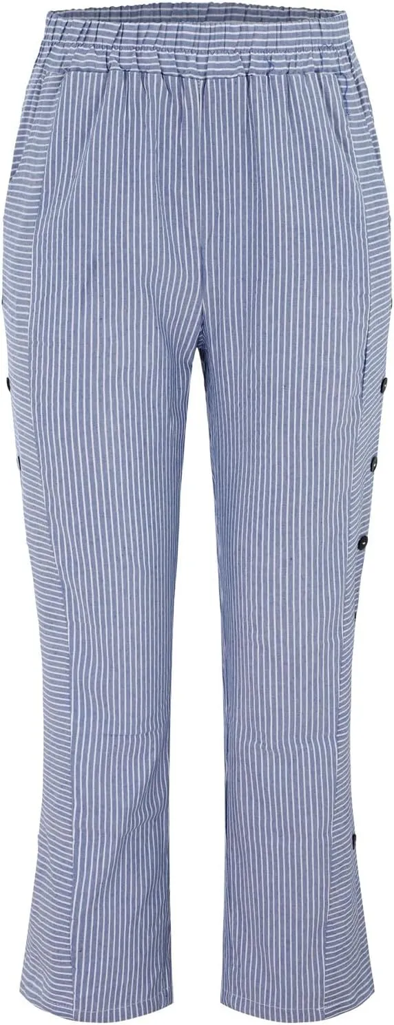 Linen Pants Women Summer Petite Striped Pants Ladies Gauze Pant Women's Pull On Trousers for Women Striped Pants